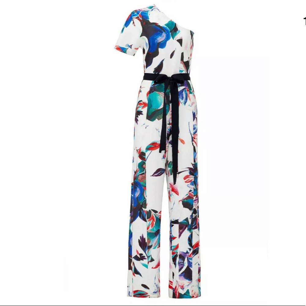 Sachin & Babi White One-Shoulder Floral Jumpsuit 8